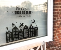 Sticker Welkom Sint en Piet met huisjes