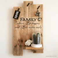 Wandbord 'Family where Life begins and Love never ends'