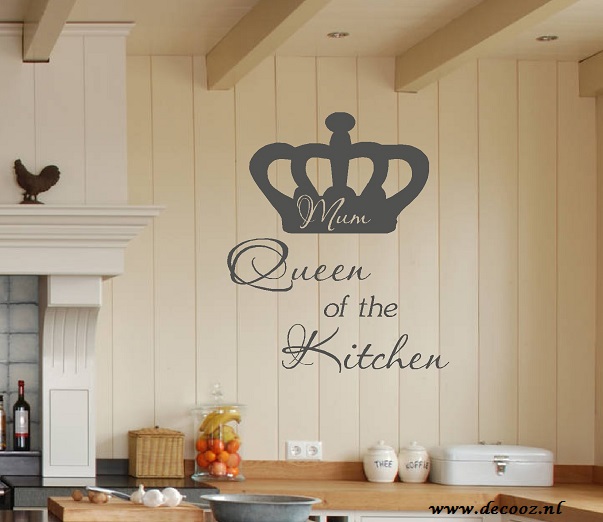 Muursticker 'Mum, Queen of the Kitchen'